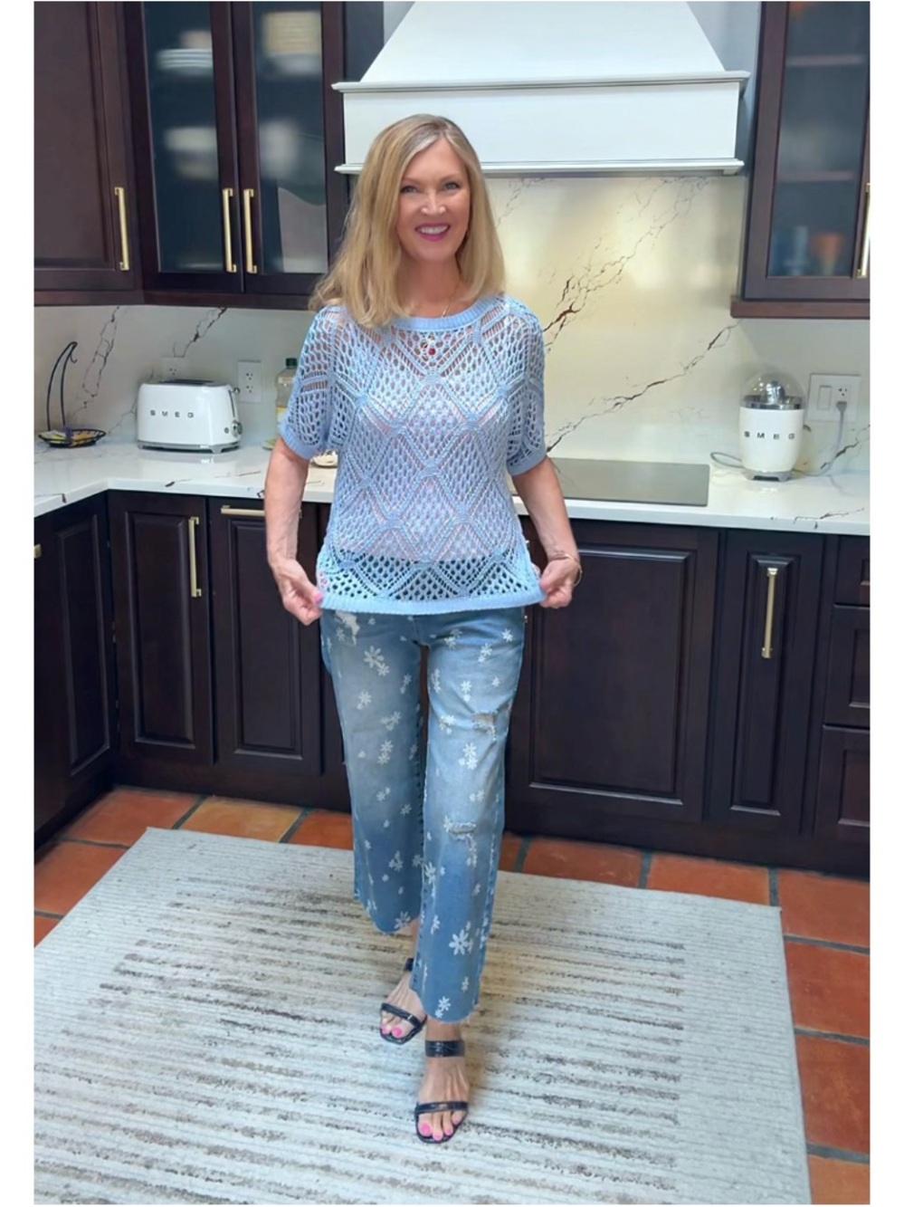 NWT Blue Crochet Cover-Up Top-S - Picture 11 of 17